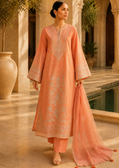 Soraya – Apricot Glow l RTW I 3PC-Embroidered I Drop07)