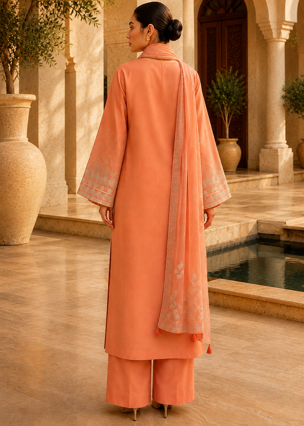 Soraya – Apricot Glow l RTW I 3PC-Embroidered I Drop07)