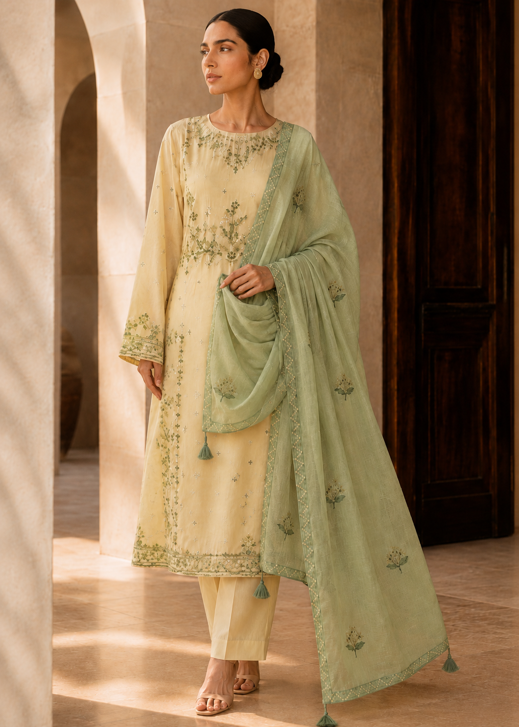 Elara – Lemon Mist l RTW I 3PC-Embroided I Drop07)