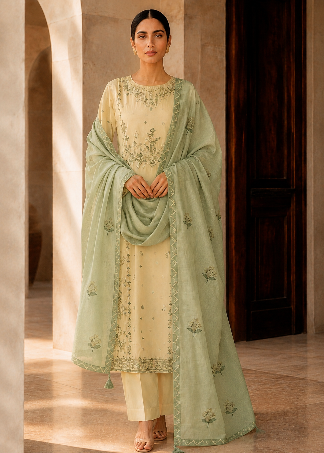 Elara – Lemon Mist l RTW I 3PC-Embroided I Drop07)