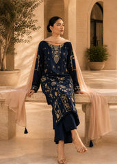 Nayab – Midnight Blue l RTW I 3PC-Embroided I Drop07)