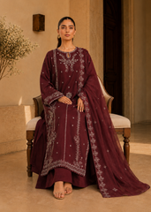 Mahira – Garnet Wine l RTW I 3PC-Embroided I Drop07)