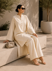 Elegant Women – Soft Power Sand Beige 2PC Premium Cotton Set (RTW | Summer Drop 05)