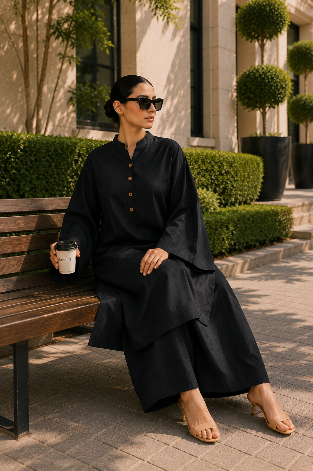 Elegant Women – Soft Power Midnight Ash Black 2PC Premium Cotton Set (RTW | Summer Drop 05)