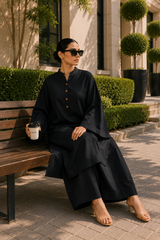 Elegant Women – Soft Power Midnight Ash Black 2PC Premium Cotton Set (RTW | Summer Drop 05)