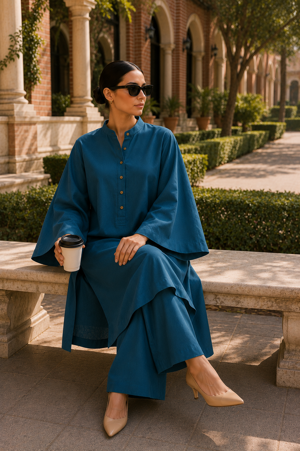 Elegant Women – Soft Power Deep Teal 2PC Premium Cotton Set (RTW | Summer Drop 05)