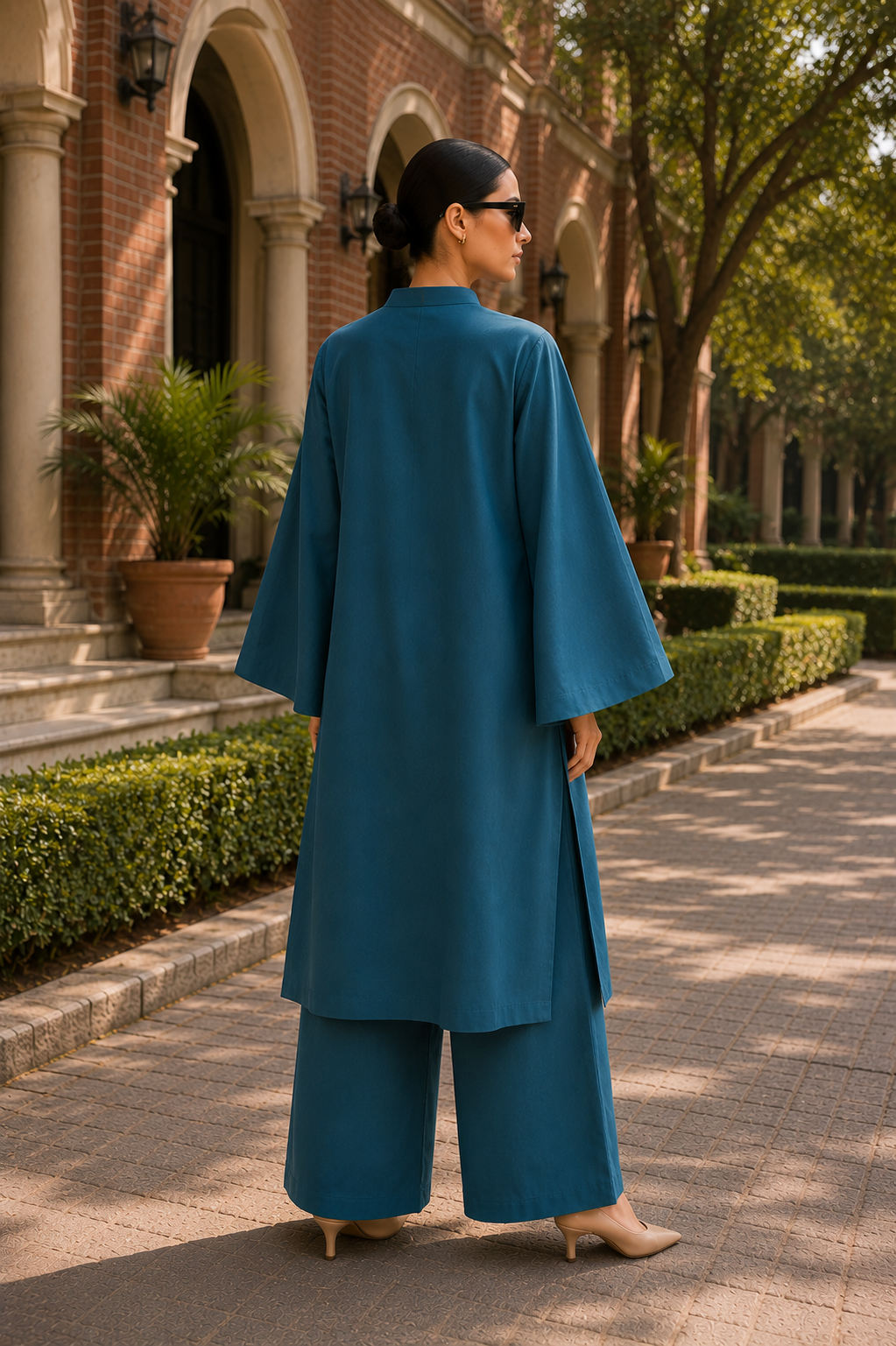 Elegant Women – Soft Power Deep Teal 2PC Premium Cotton Set (RTW | Summer Drop 05)