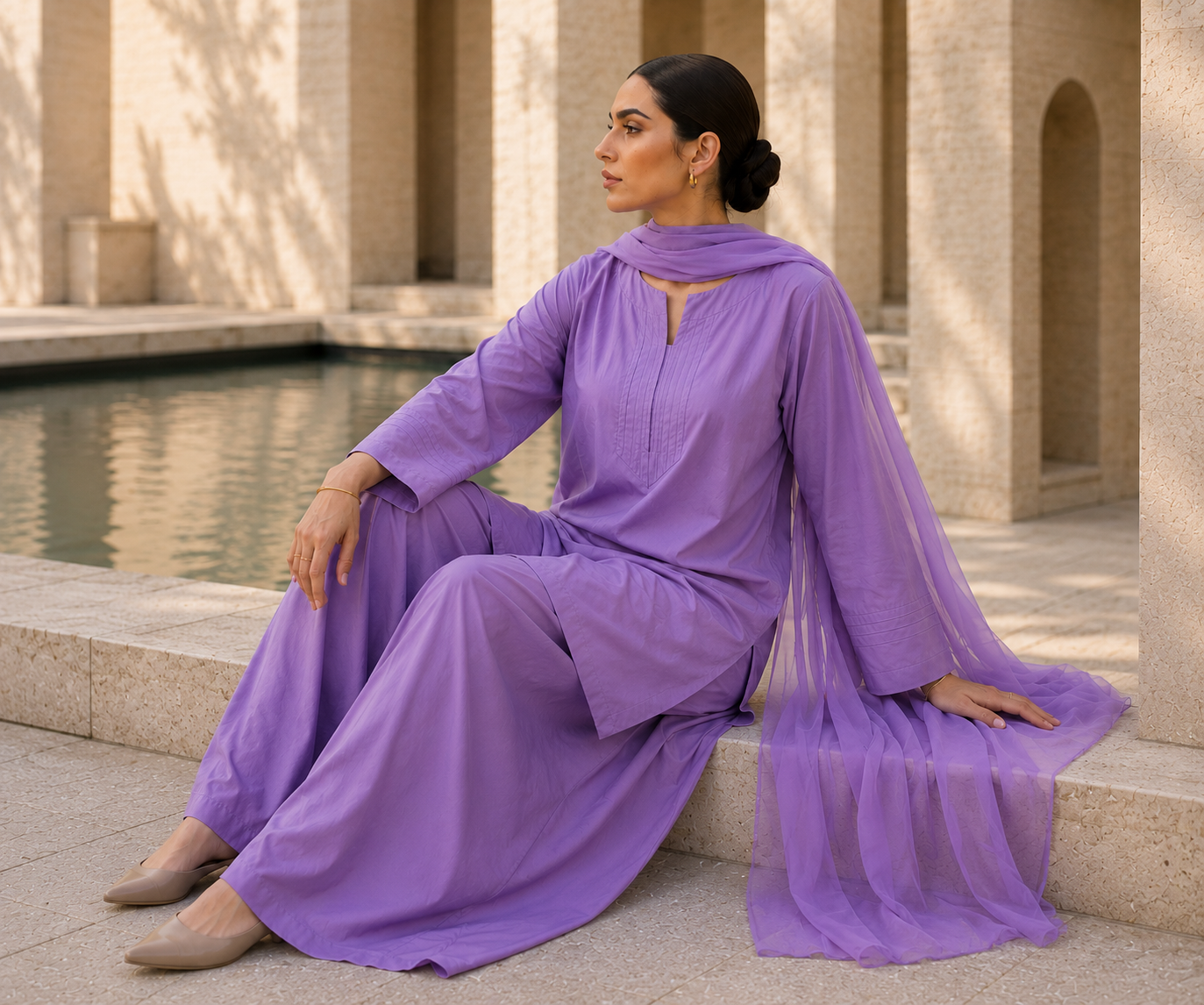 Elegant Women –Deep Mauve Mist 2PC Premium Cotton Set (RTW | Summer Drop 06)