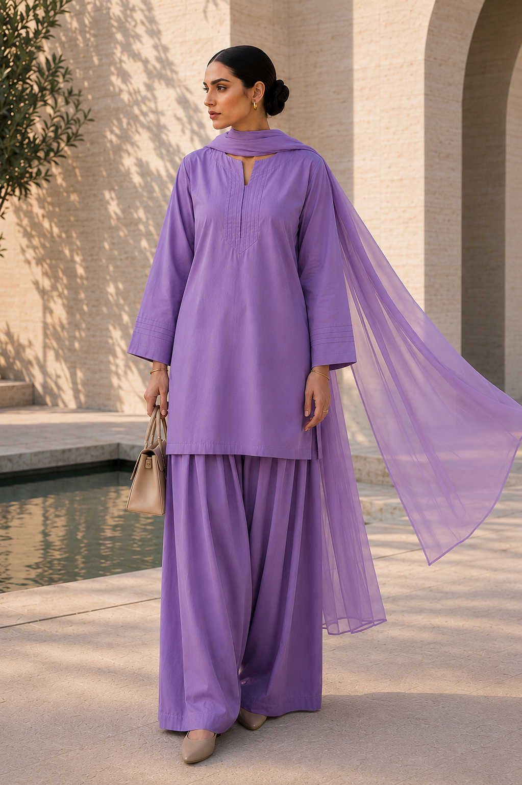 Elegant Women –Deep Mauve Mist 2PC Premium Cotton Set (RTW | Summer Drop 06)