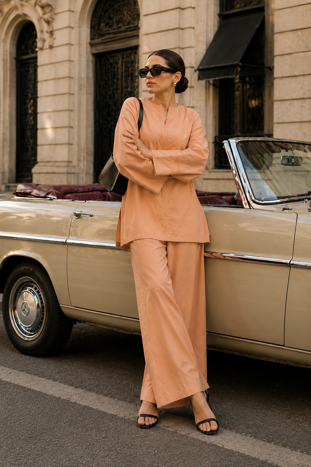 Atelier Ease – Relaxed Premium Cotton Co-Ord Set (RTW | Summer Drop 06)– Sunset Apricot