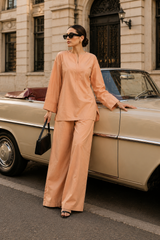 Atelier Ease – Relaxed Premium Cotton Co-Ord Set (RTW | Summer Drop 06)– Sunset Apricot