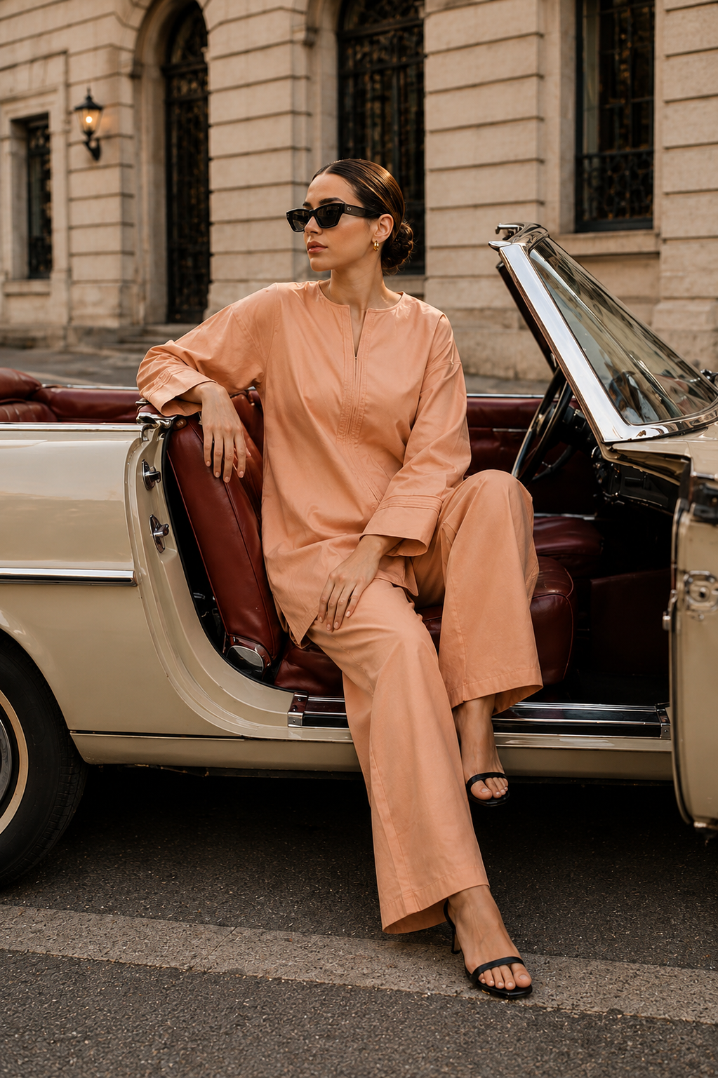 Atelier Ease – Relaxed Premium Cotton Co-Ord Set (RTW | Summer Drop 06)– Sunset Apricot