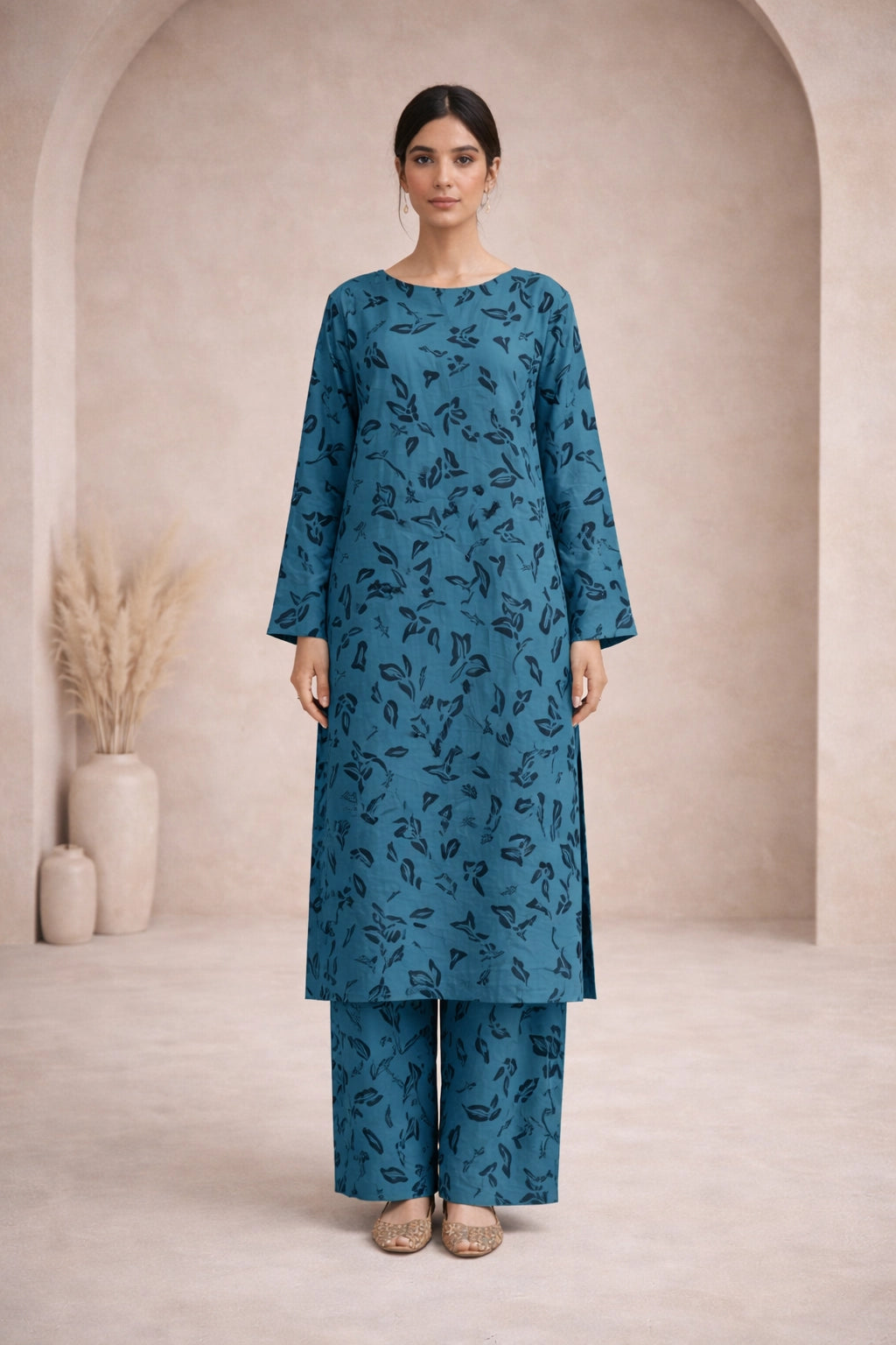Dusty Teal Lawn Suit – Iris Bloom - Summer Edit '26