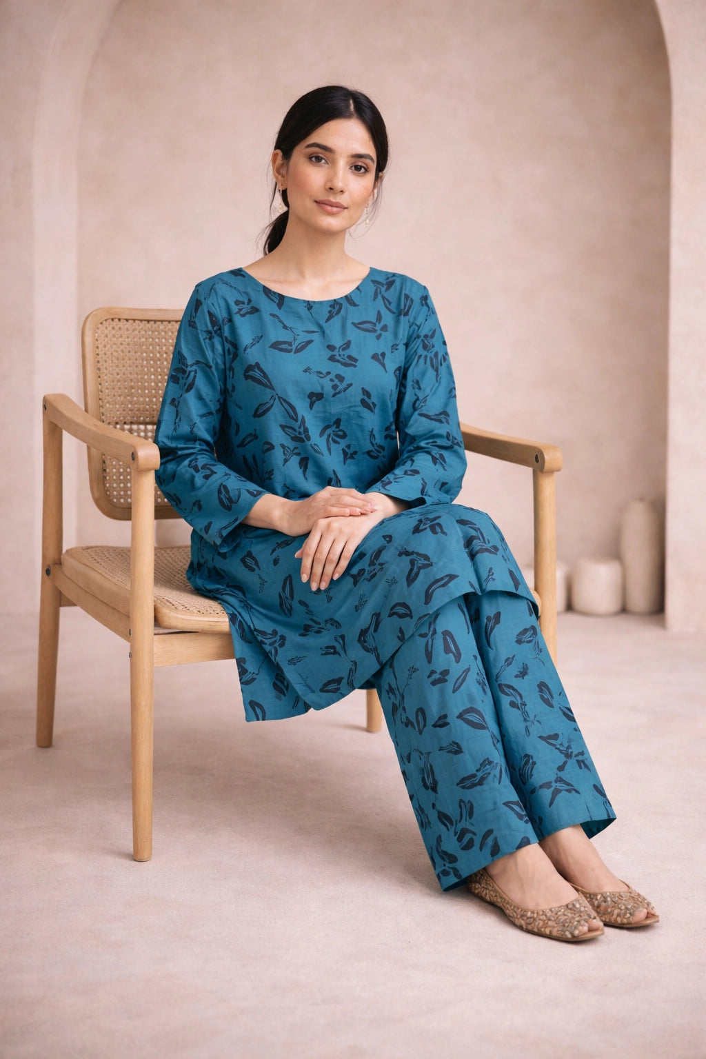 Dusty Teal Lawn Suit – Iris Bloom - Summer Edit '26