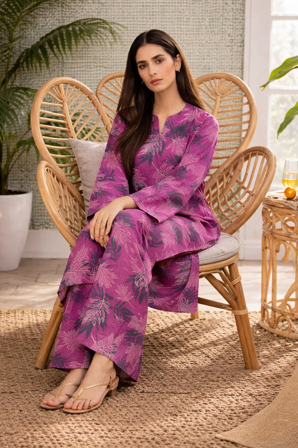 Magenta Floral Lawn Suit – Iris Bloom - Summer Edit '26