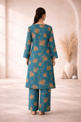Teal Floral Lawn Suit – Iris Bloom -Summer Edit '26