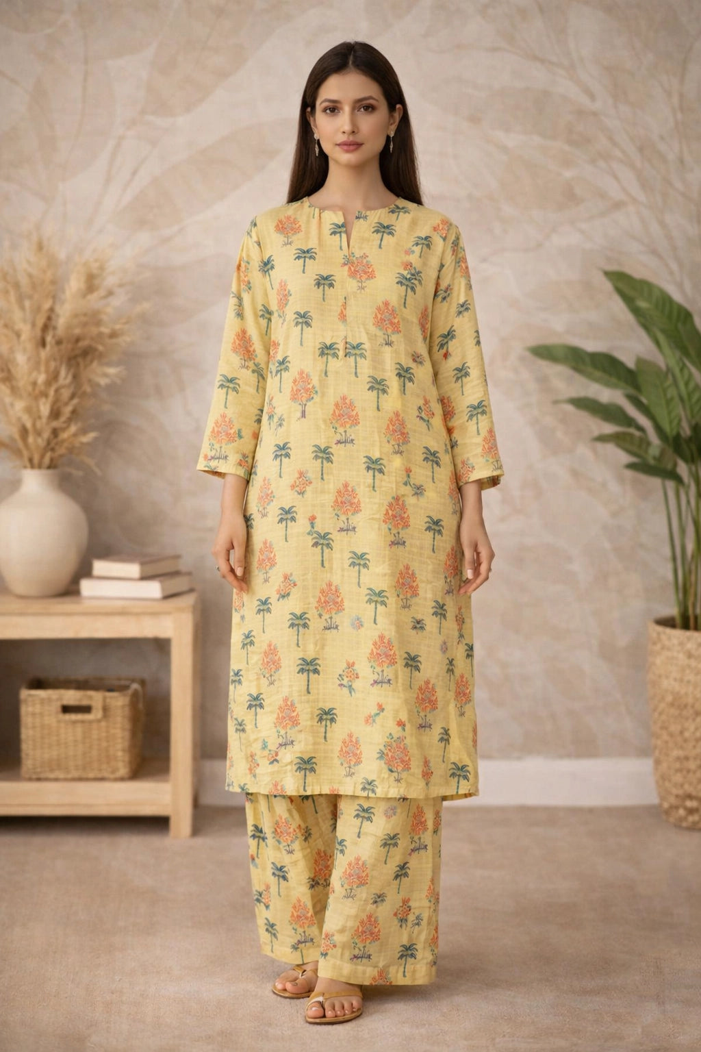 Butter Yellow Floral Lawn Suit – Iris Bloom - Summer Edit '26