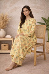 Butter Yellow Floral Lawn Suit – Iris Bloom - Summer Edit '26