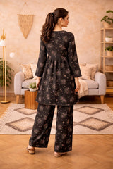 Black Floral Lawn Suit – Iris Bloom- Summer Edit '26