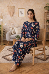 Midnight Floral Lawn Suit – Iris Bloom -Summer Edit '26