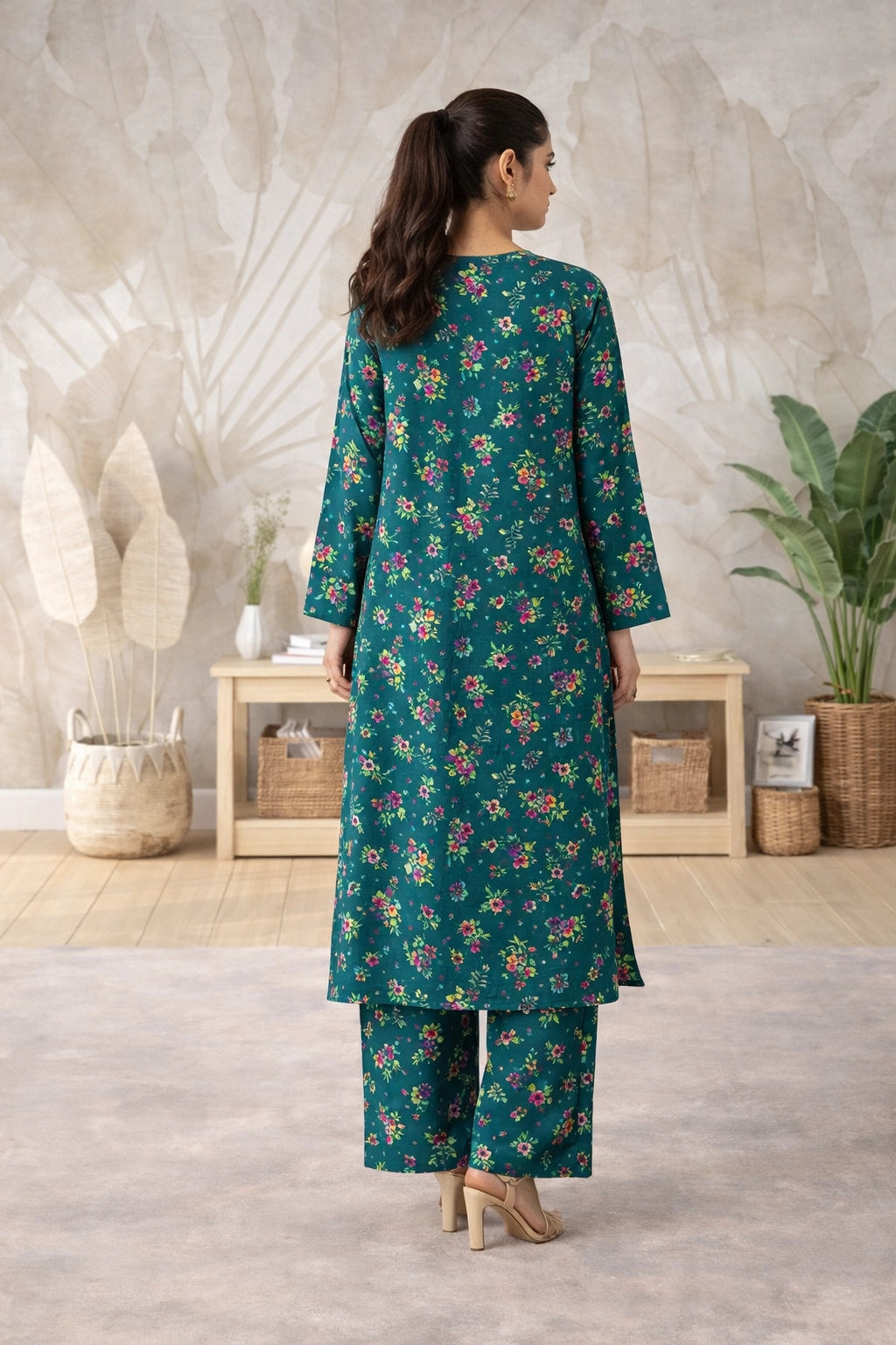Emerald Floral Lawn Suit – Iris Bloom- Summer Edit '26