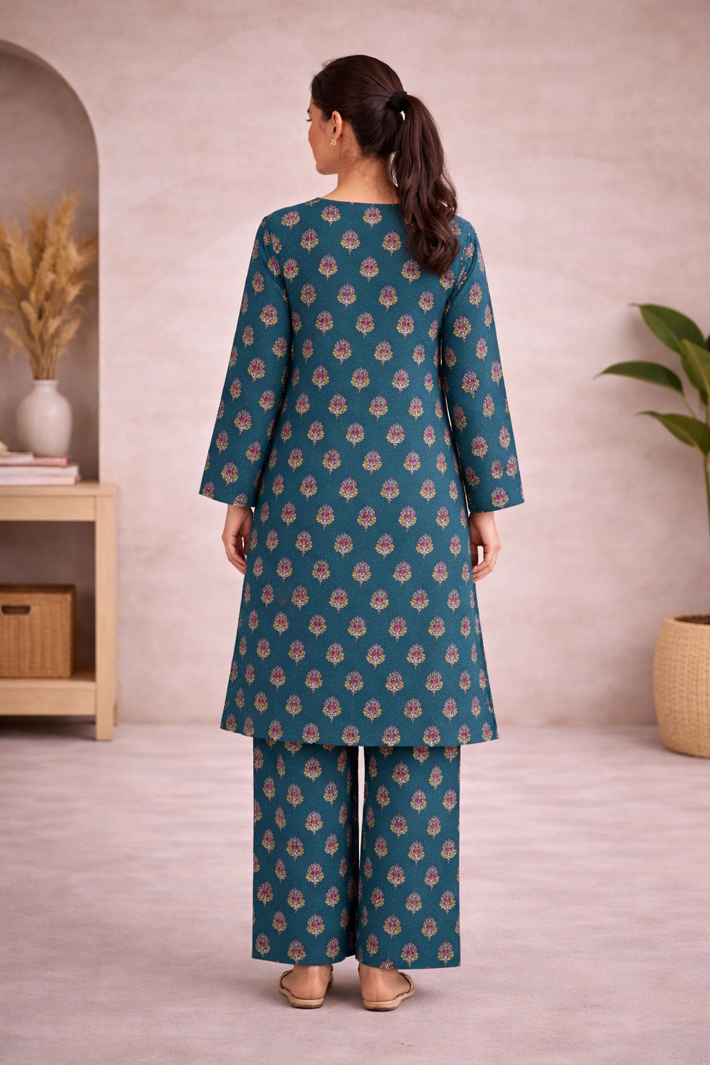 Deep Teal Printed Lawn Suit –Rang-e-Noor- Summer Edit '26