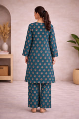 Deep Teal Printed Lawn Suit –Rang-e-Noor- Summer Edit '26