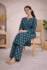 Deep Teal Printed Lawn Suit –Rang-e-Noor- Summer Edit '26
