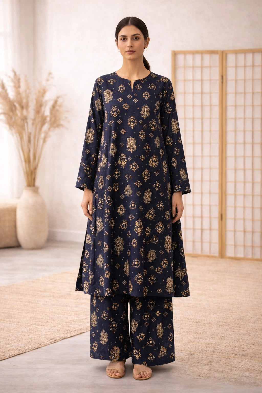 Midnight Blue Printed Lawn Suit –Rang-e-Noor-Summer Edit '26