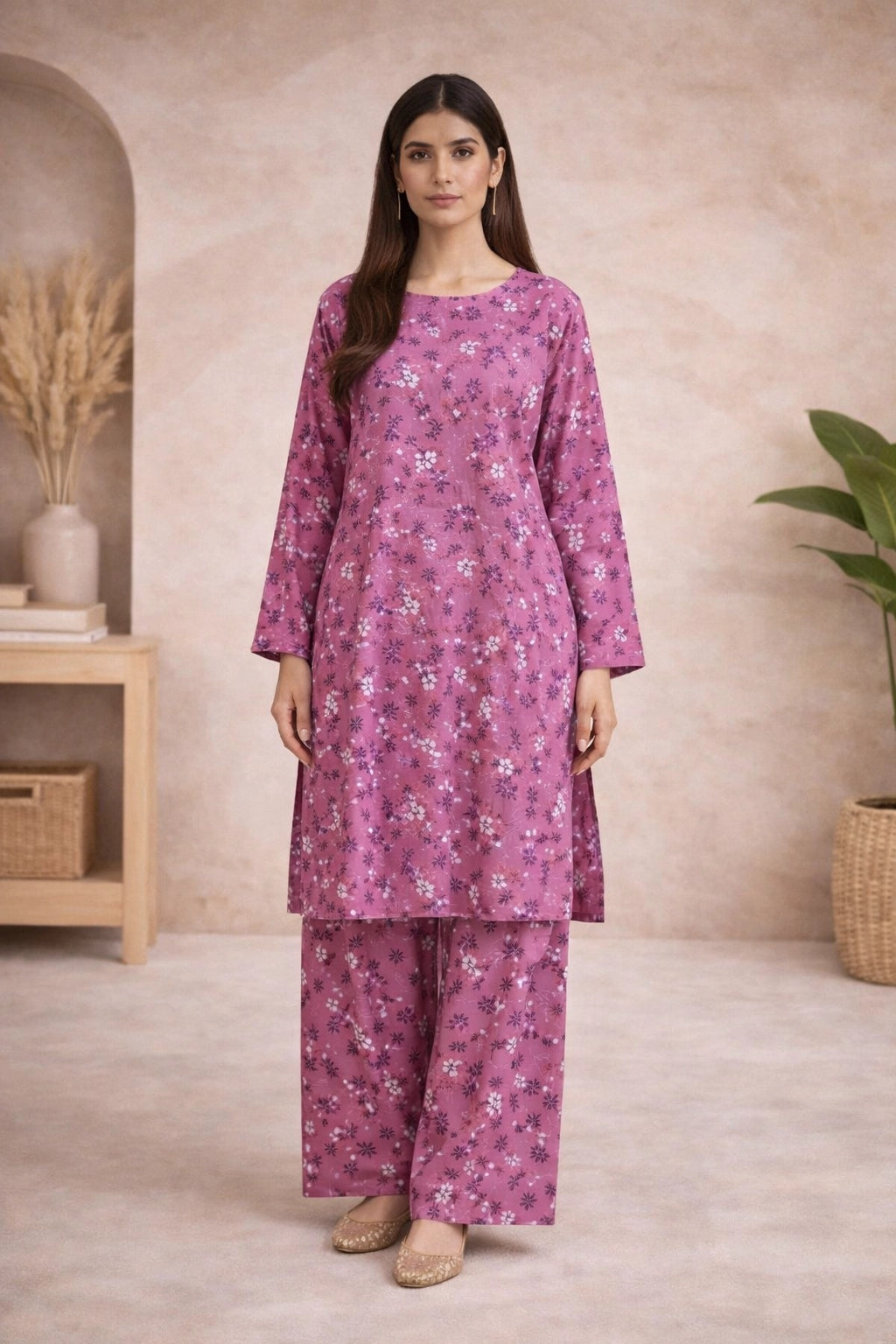 Rose Pink Printed Lawn Suit –Rang-e-Noor- Summer Edit '26