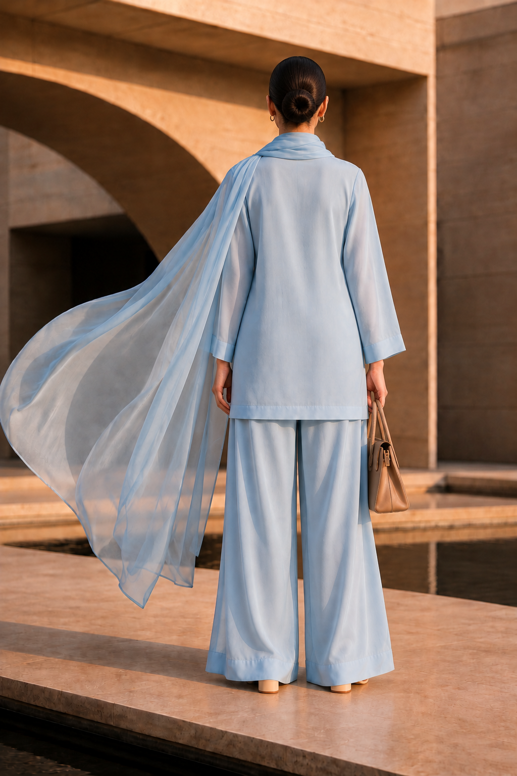 Elegant Women –Iced Sky Blue 2PC Premium Cotton Set (RTW | Summer Drop 06)