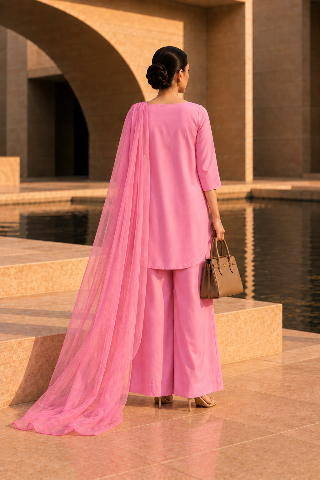 Elegant Women – Soft Bubblegum Pink 2PC Premium Cotton Set (RTW | Summer Drop 06)