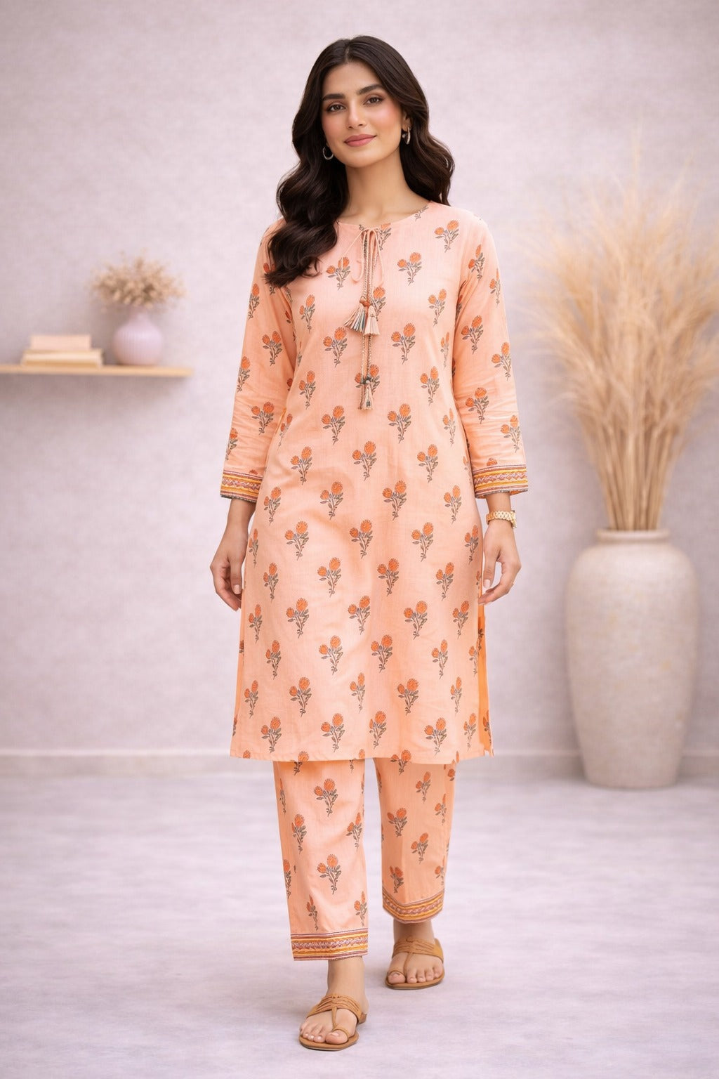 Soft Peach Wild Petals Printed Lawn Suit – Summer Edit '26