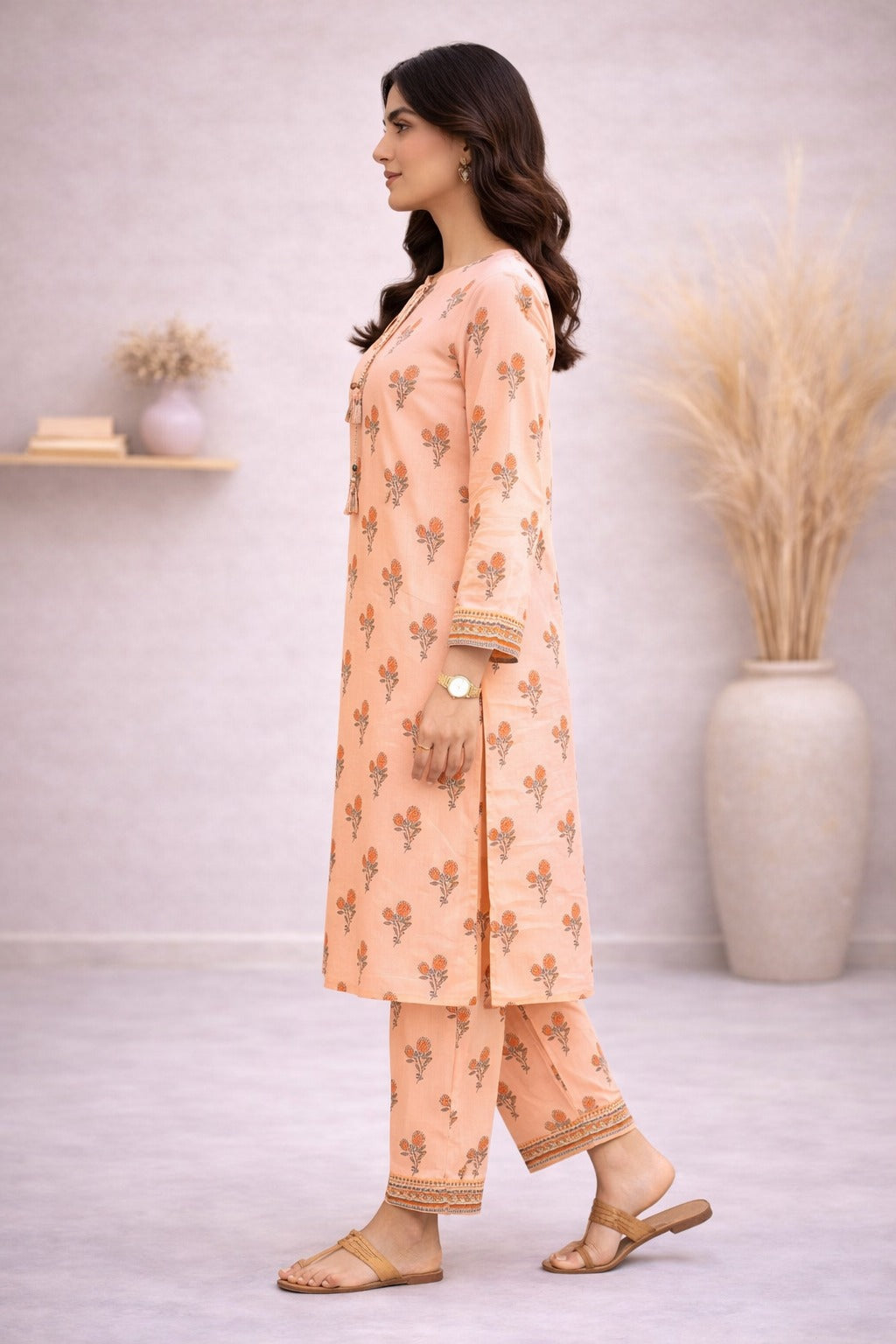 Soft Peach Wild Petals Printed Lawn Suit – Summer Edit '26