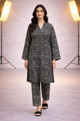 Charcoal Grey Wild Petals Printed Lawn Suit– Summer Edit '26