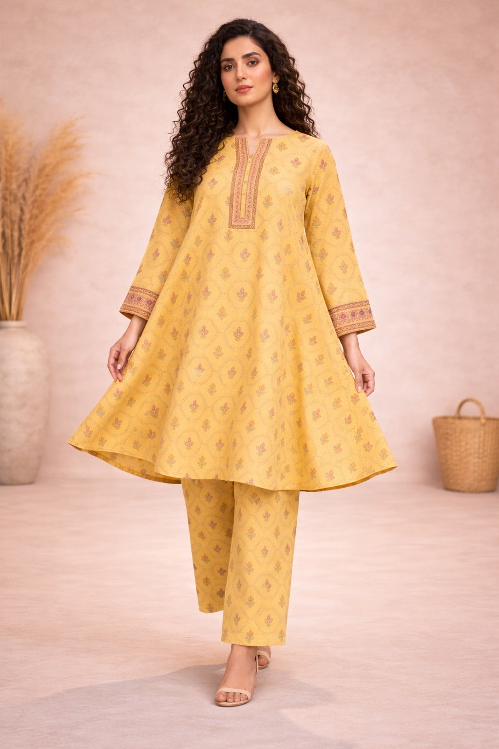 Soft Yellow Wild Petals Printed Lawn Suit – Summer Edit '26