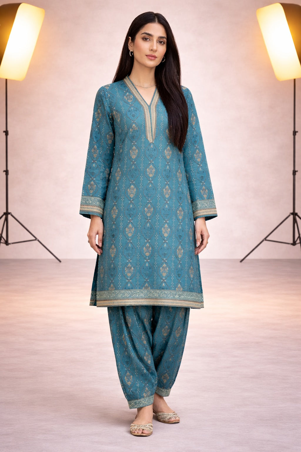 Teal Wild Petals Lawn Co-ord Set – Summer Edit '26