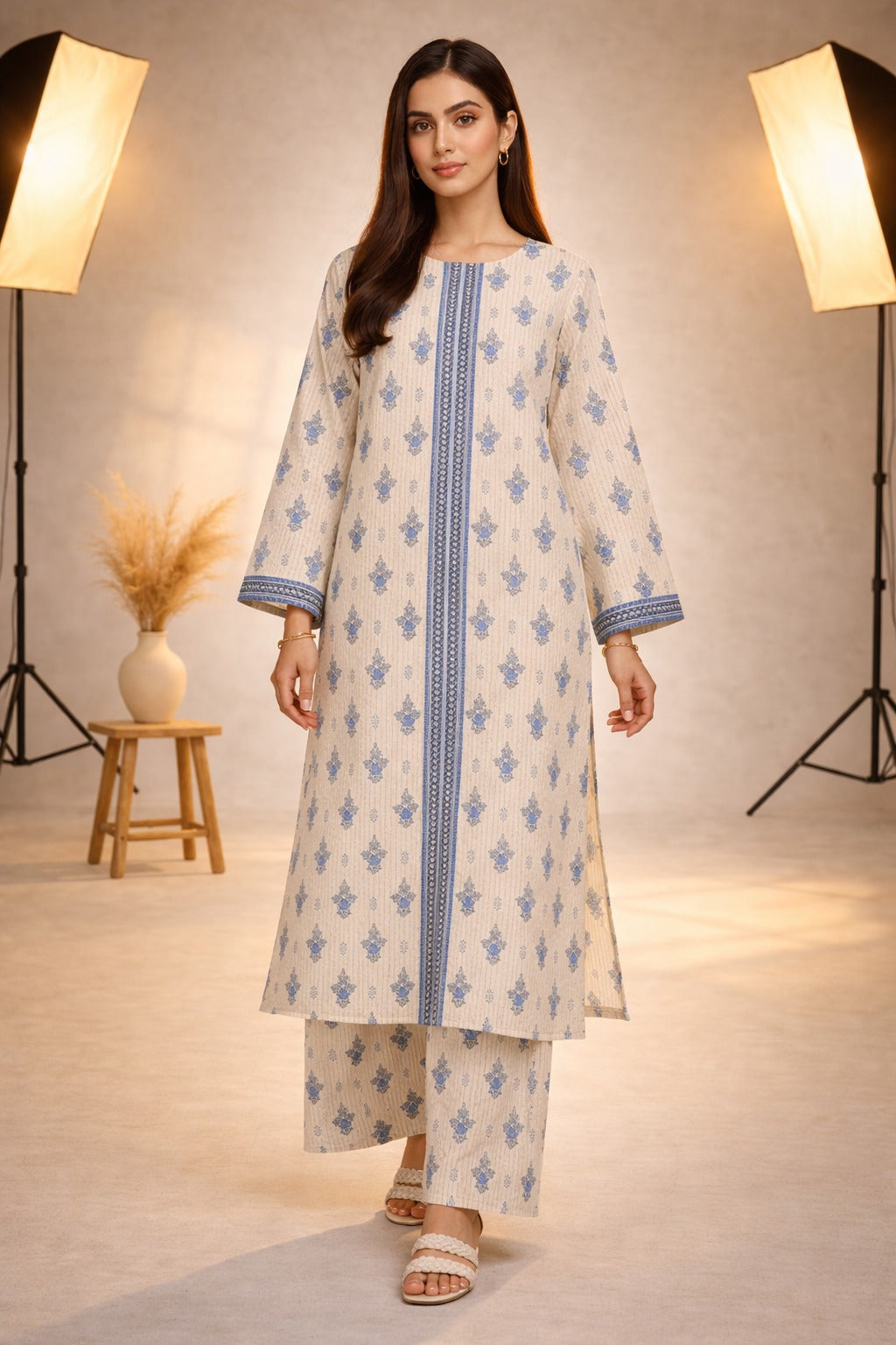 Ivory Blue Wild Petals Printed Lawn Suit – Summer Edit '26