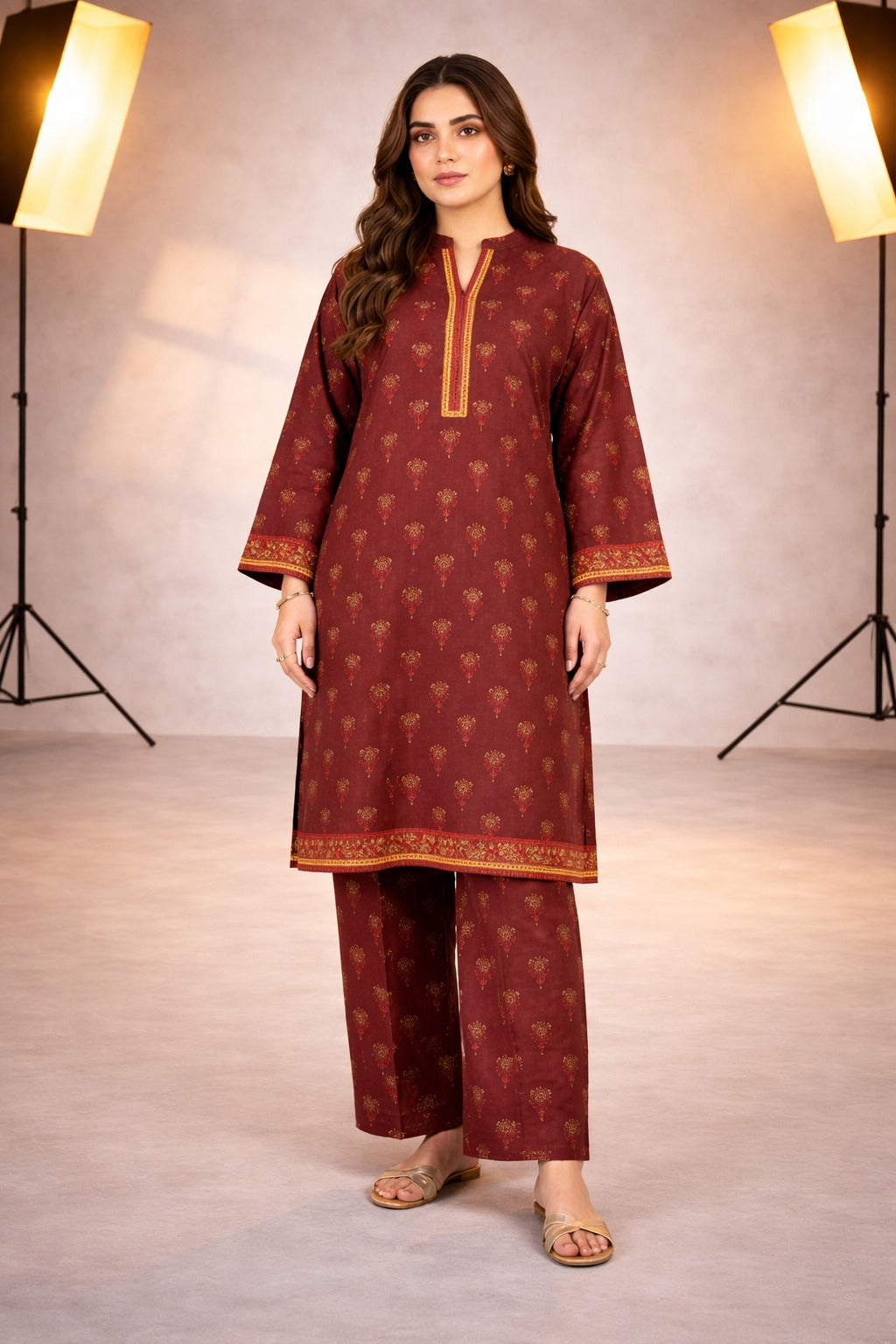 Rust Wild Petals Printed Lawn Suit – Summer Edit '26