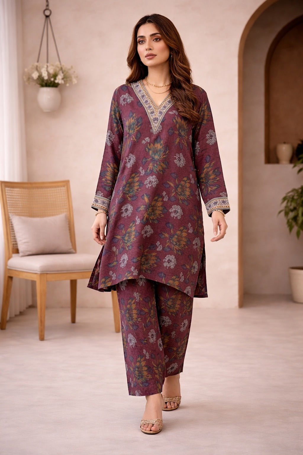 Plum Wild Petals Printed Lawn Suit – Summer Edit '26
