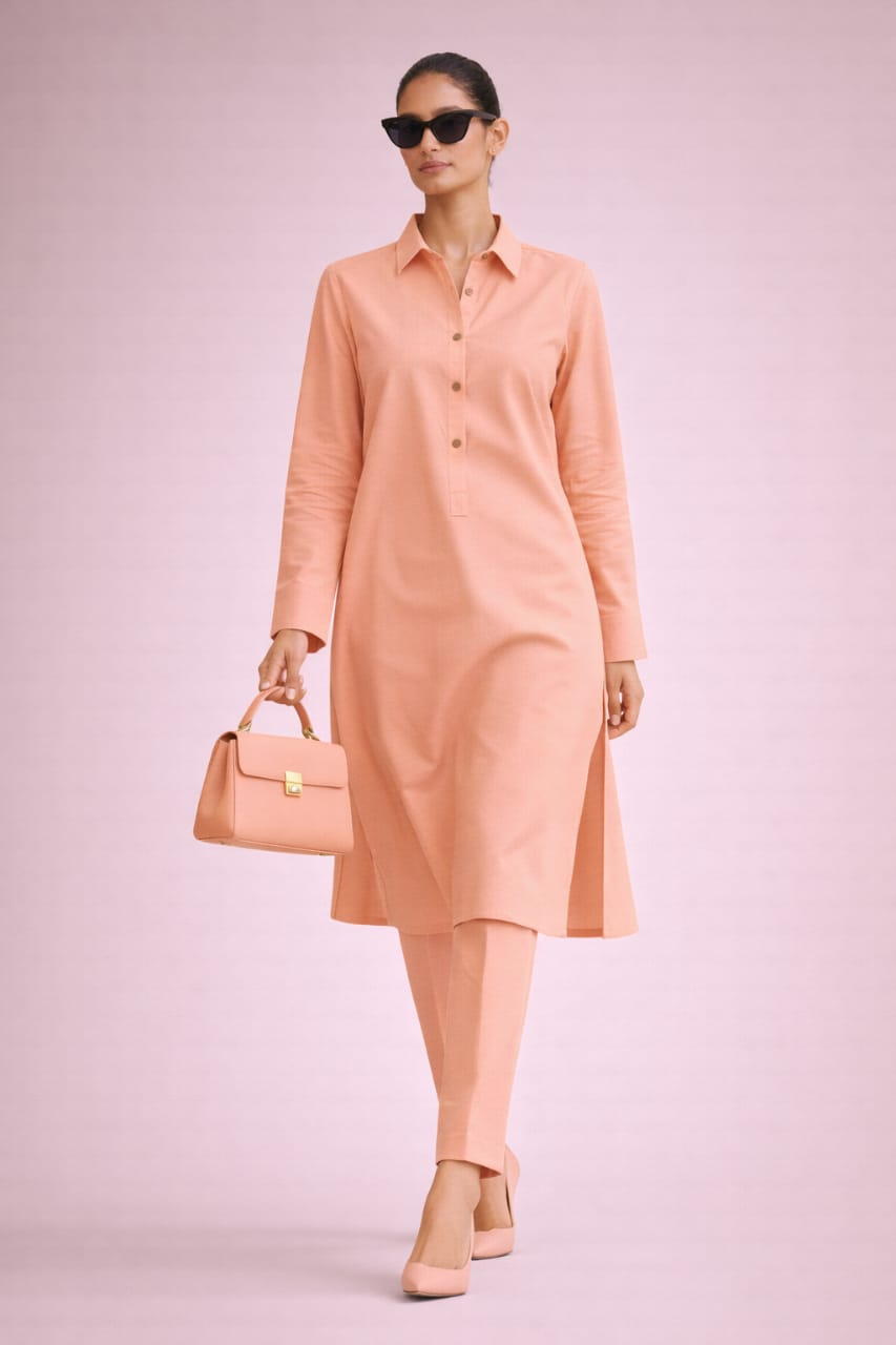Elegant Women – Peach Nectar 2PC Premium Cotton Set (RTW | Summer Drop 02)