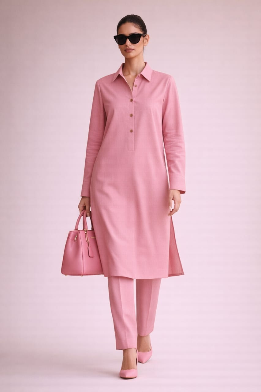 Elegant Women – Summer Peony Pink 2PC Premium Cotton Set (RTW | Summer Drop 02)