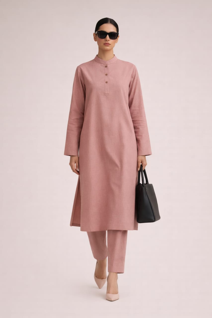 Elegant Women – Powdered Rose 2PC Premium Cotton Set (RTW | Summer Drop 03)