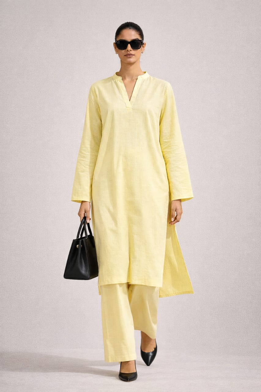 Elegant Women – Frosted Lemon Premium Cotton 2PC Set-RTW | DROP-04