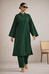 Elegant Women – Soft Power Emerald Deep Green 2PC Premium Cotton Set (RTW | Summer Drop 05)