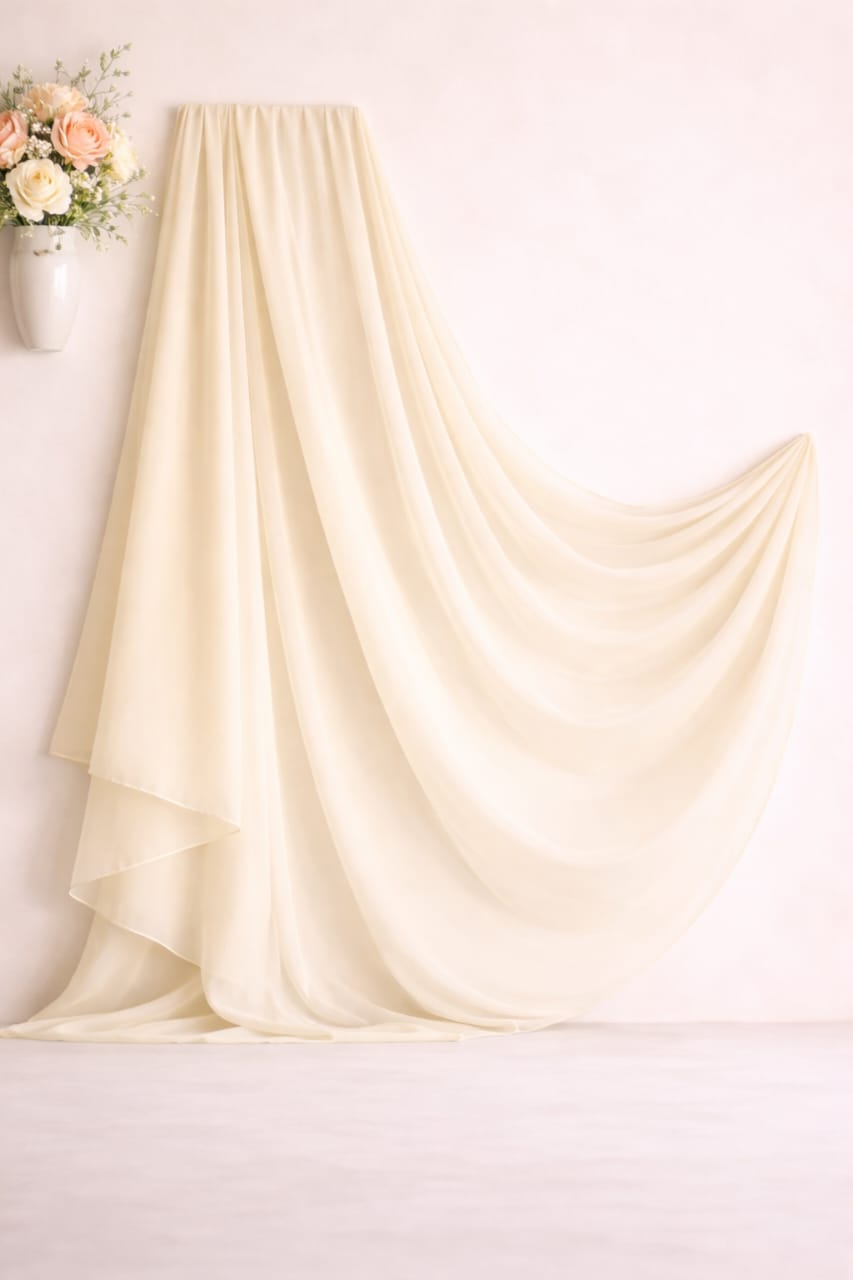 Chantilly Cream Chiffon Duppatta