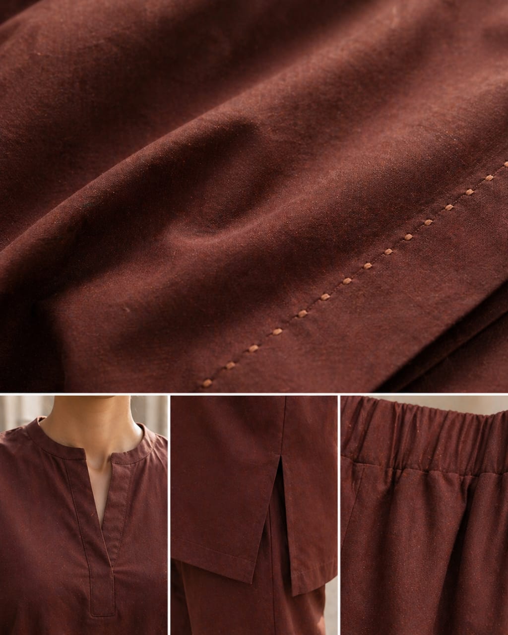 Atelier Ease – Relaxed Premium Cotton Co-Ord Set (RTW | Summer Drop 06)– Cherry Wood