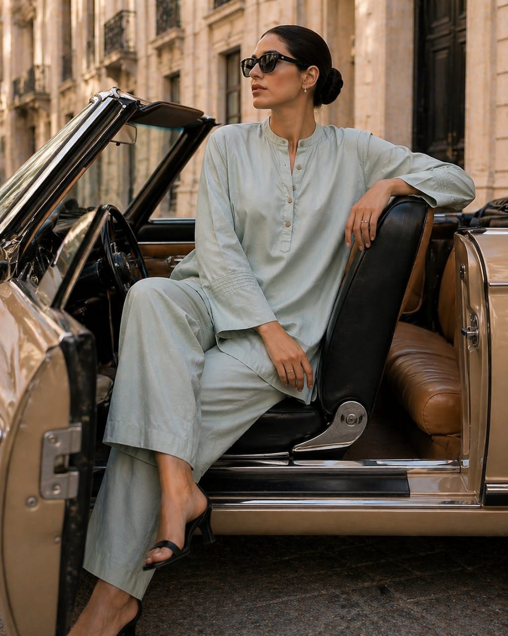 Atelier Ease – Relaxed Premium Cotton Co-Ord Set (RTW | Summer Drop 06)–Aqua Glass