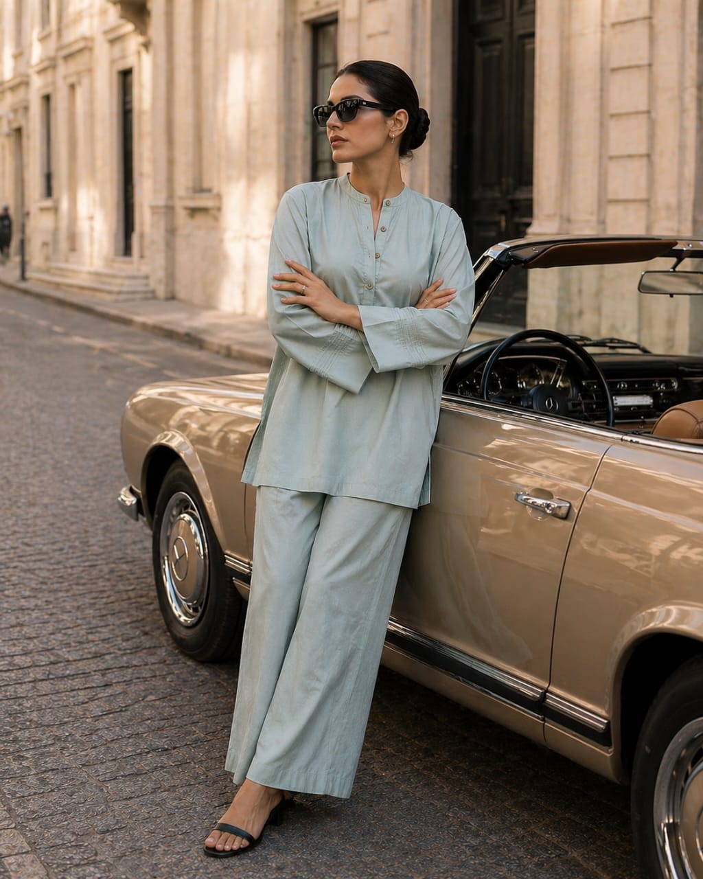 Atelier Ease – Relaxed Premium Cotton Co-Ord Set (RTW | Summer Drop 06)–Aqua Glass