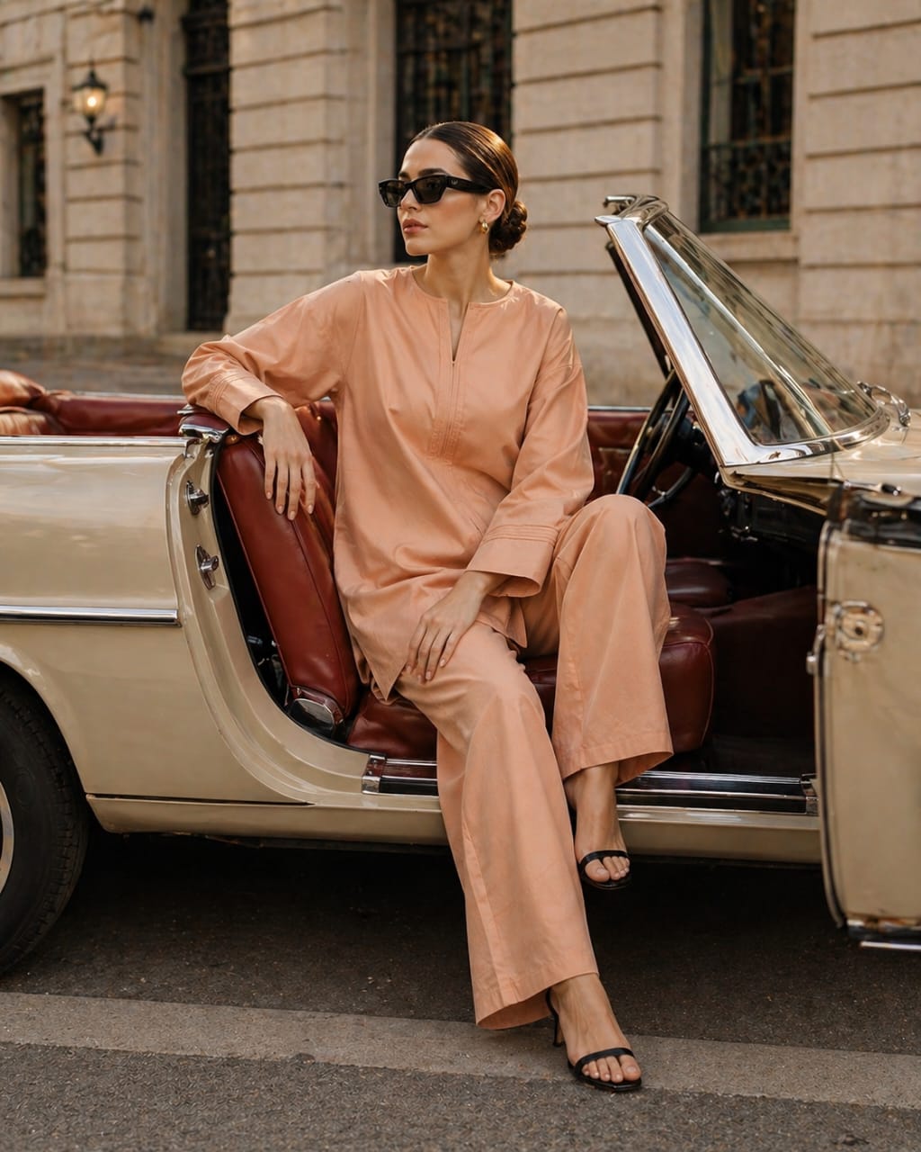 Atelier Ease – Relaxed Premium Cotton Co-Ord Set (RTW | Summer Drop 06)– Sunset Apricot
